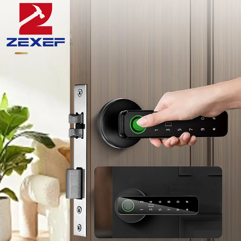 ZEXEF Smart Life APP Remote Control Smart Fingerprint Password RFID IC Card Lock Dead Bolt For Indoor Home Wooden Metal Door