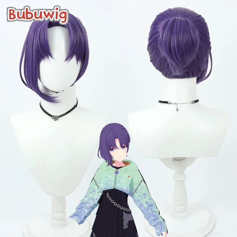 Bubuwig Synthetic Hair Asahina Mafuyu Cosplay Wigs Project Sekai: Colorful Stage feat. Purple Ponytail Cos Wig Heat Resistant