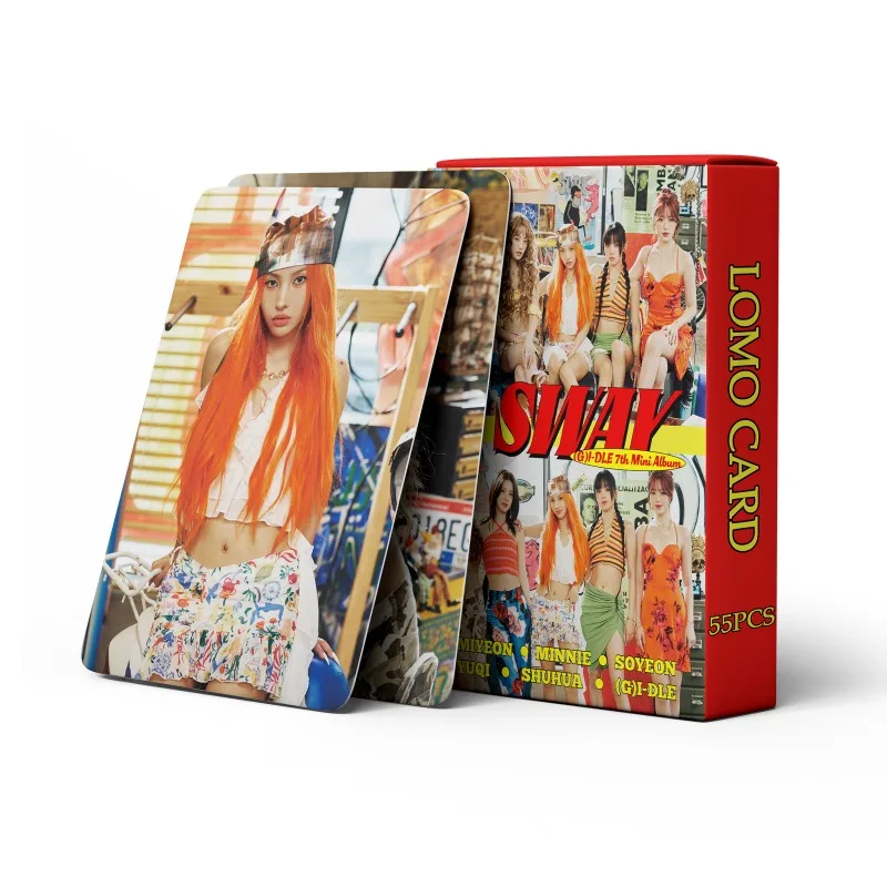 55Pcs/Set Kpop Girls Group Album I SWAY Photo Card Peripheral Collective Lomo Cards Postcard for Student Fans Collection Gift
