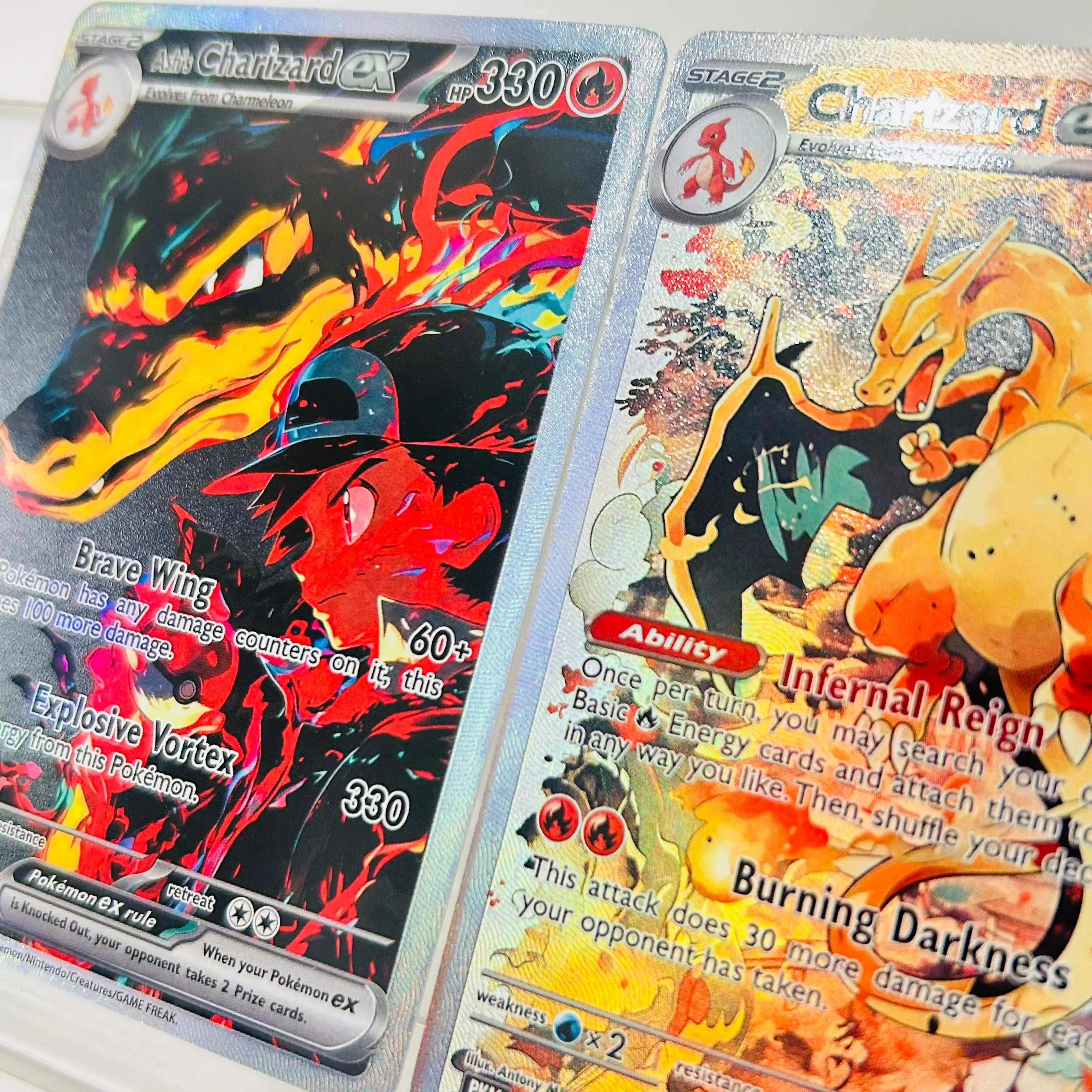 Ash's Charizard ex 0006/1025 Englische DIY Holografische Folien-Texturkarte, Perfekter Zustand Premium Anime Sammelkarte – Detail 6