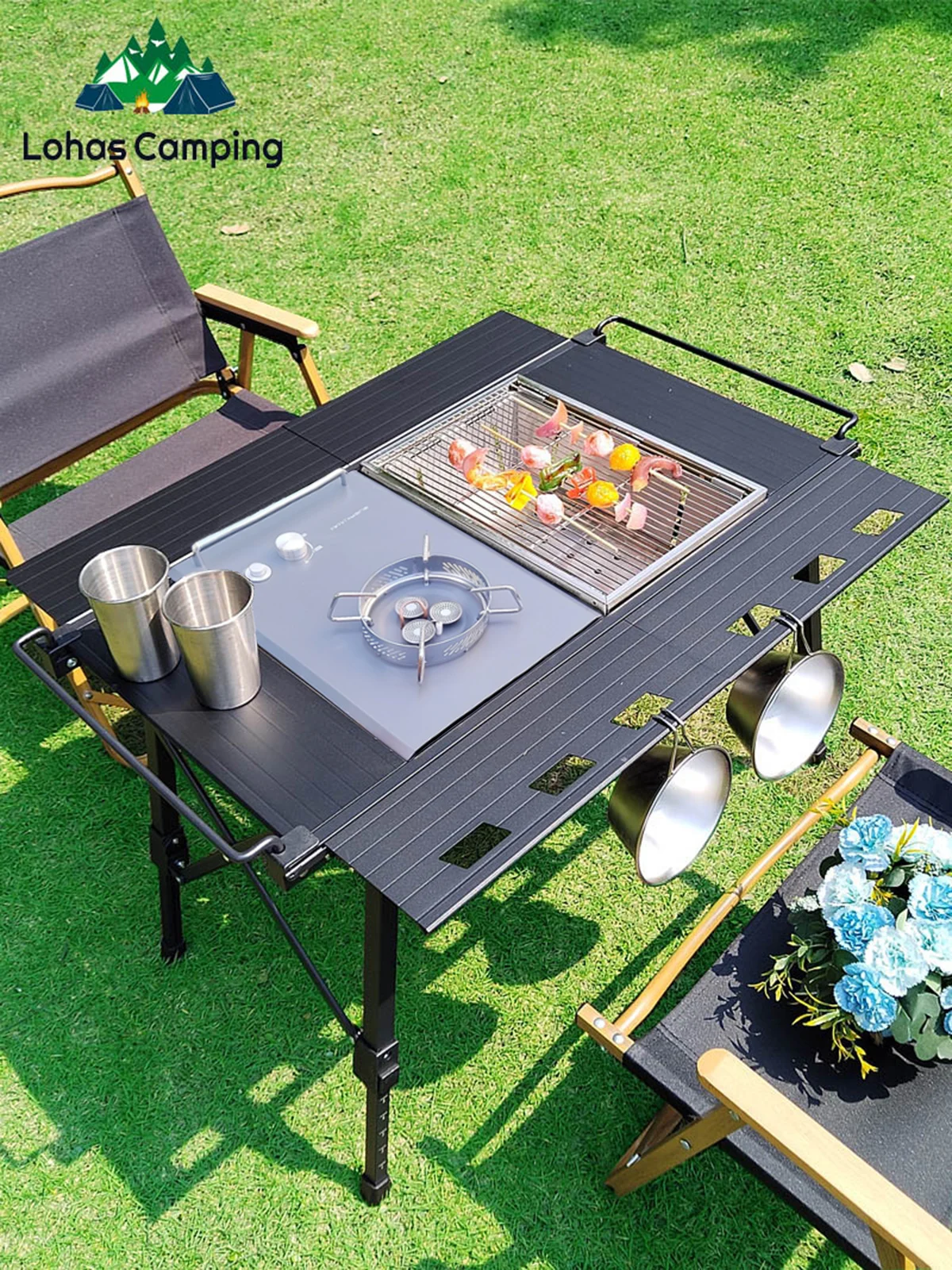 Lohascamping pieghevole IGT table zaino leggero roll table multifunzionale gamba regolabile scrivania Desktop burner bbq table