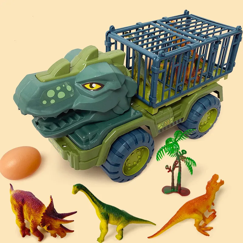 Camión de transporte de dinosaurio para niños, juego de juguetes de dinosaurio t-rex para niños pequeños, 3-5