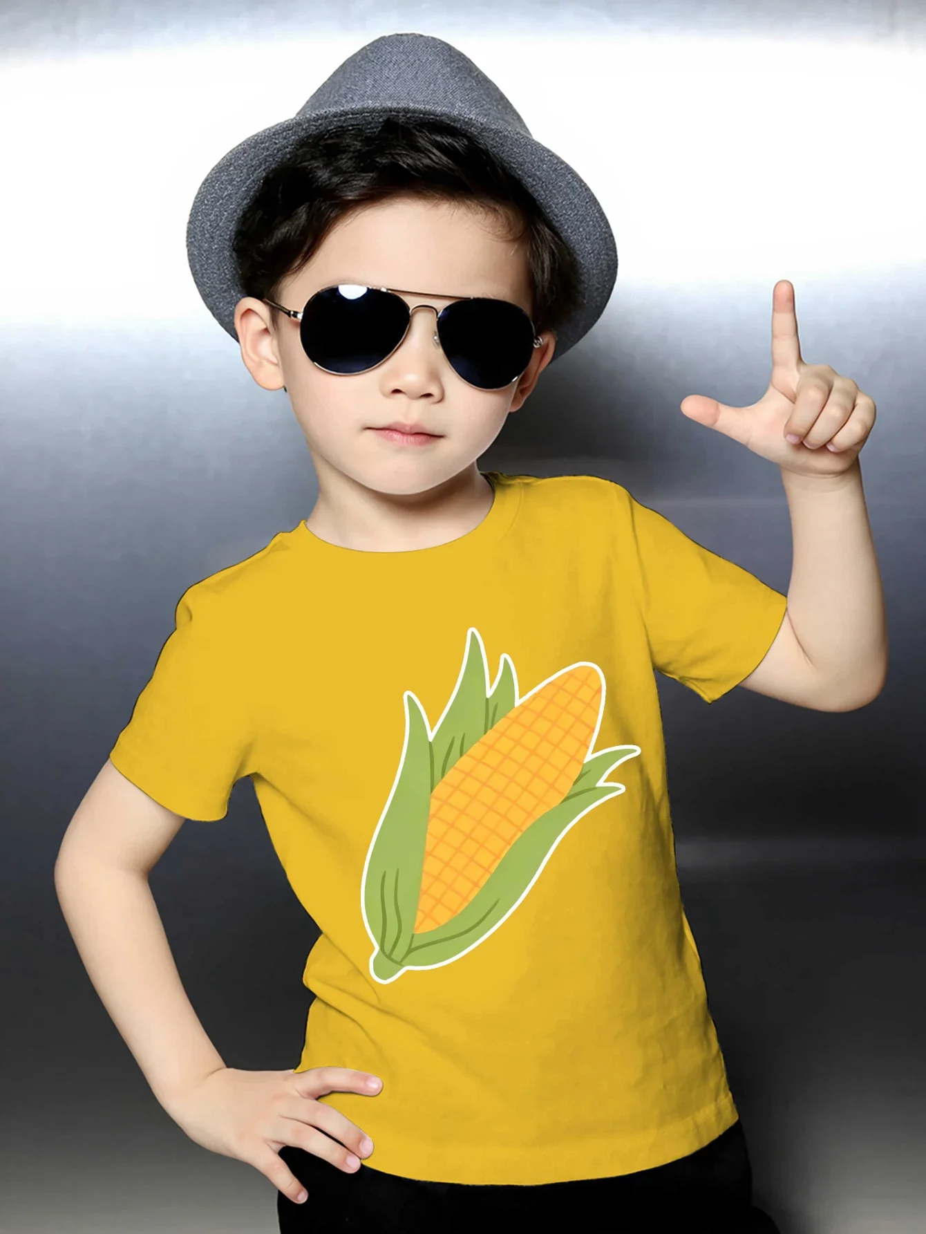 Cartoon Fresh Corn Vegetable Farm Food Graphic Print T Shirt Family Matching Boys Girls Kids Short Sleeve Daily Tees