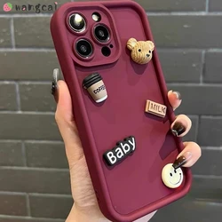 For Huawei Honor X9B 20 20S X50 GT 90 70 50 Pro Magic 5 4 Pro Y9s Phone Case Matte Simple Bear Head Coffee Smiling Face Cove