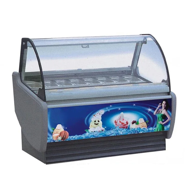 Dessert Shop mobile Hard Ice Cream Display Freezer /Gelato Ice Cream Showcase Freezer