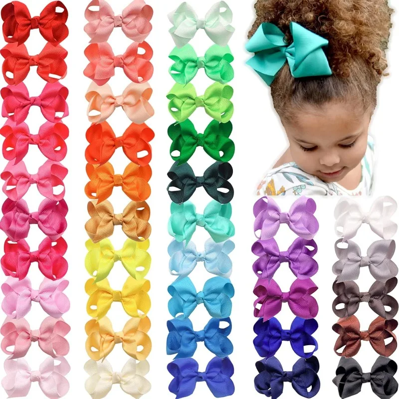 

20 Pieces 3 Inch Hair Bows for Girls Clips Grosgrain Ribbon Boutique Hair Bow Alligator Clips For Girls Teens Toddlers Kids