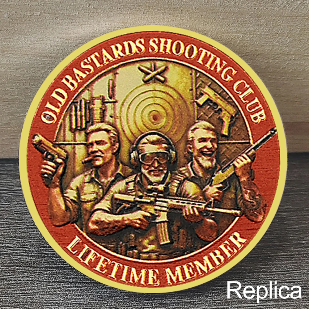Old Bastards Shooting Club Challenge Coin Lifetime Member Medal Vintage Military Style Shooting Lover Collectible Coin Gift
