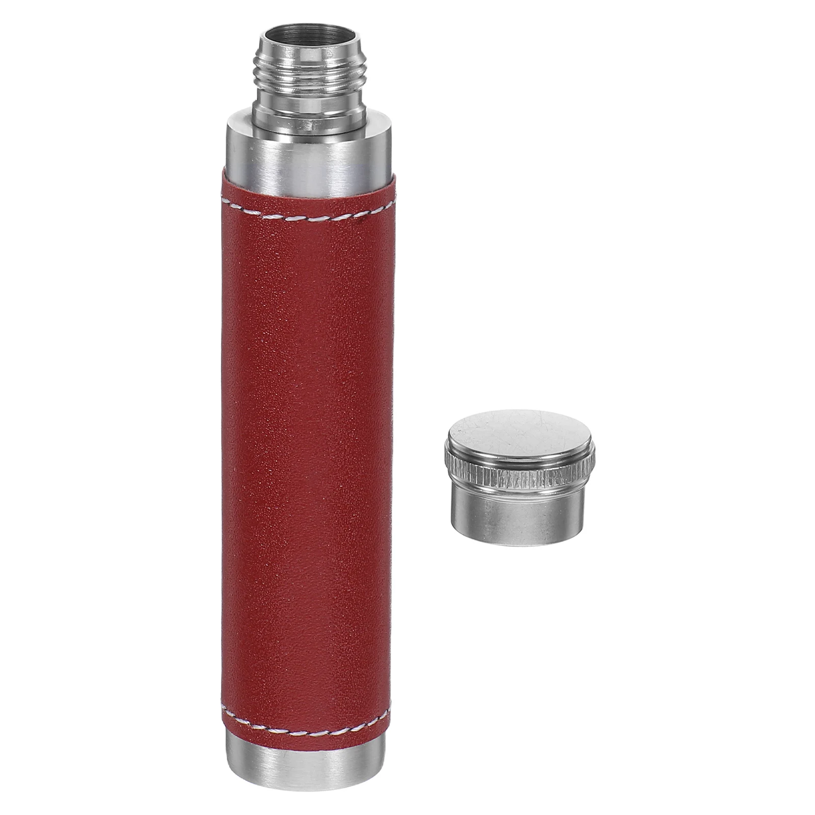

1pc 1Oz Stainless Steel Portable Wine Tube Mini Wine Container Covered Compact Cigar Case Style Gift For Friends