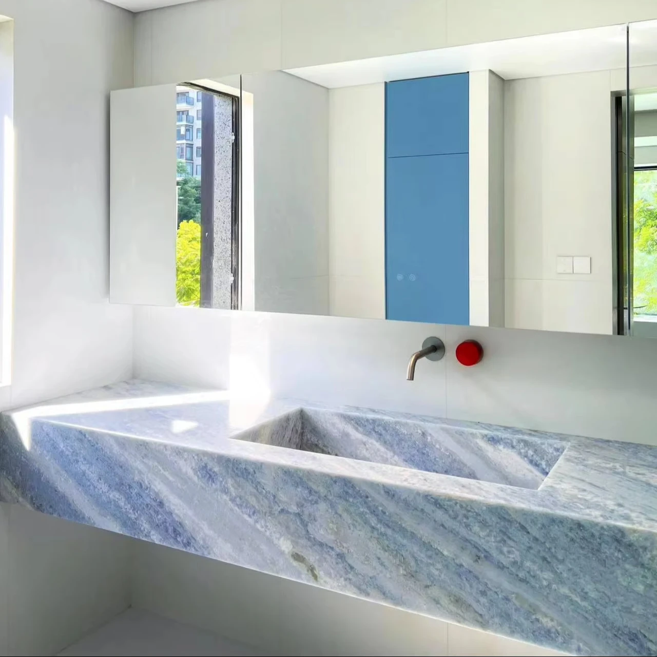 xx-Luxury  Single Sink Marble Wall-Mounted Vanity Sink with Ceramic Basin Waterproof Finish for Bathroom Kitchen Powder Room*