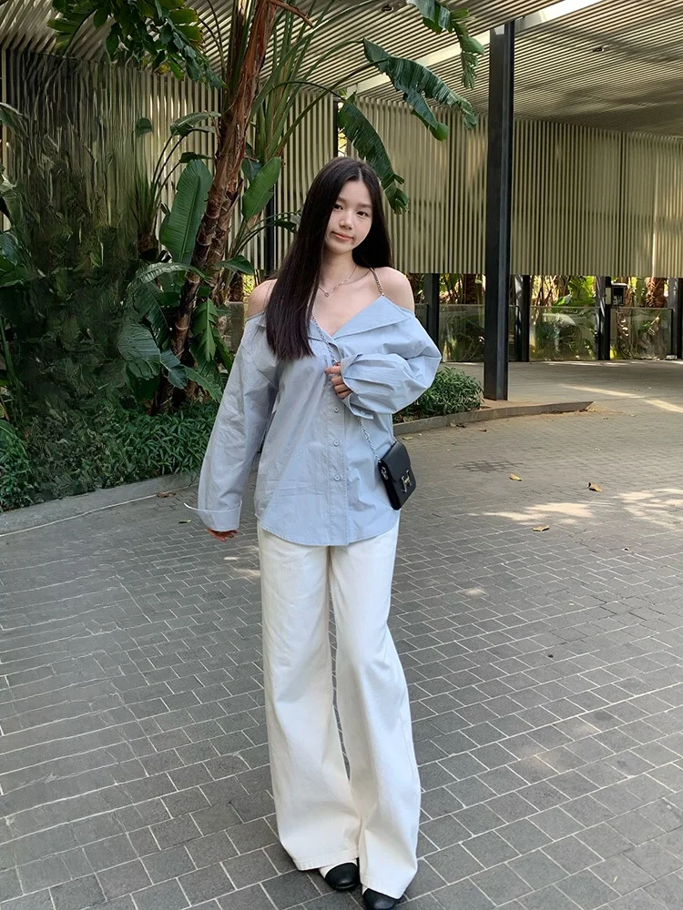 

YOKLASS белые прямые джинсы повседневные широкие брюки универсальные весенние Новое поступление женские джинсовые повседневные длинные брюки премиум-класса