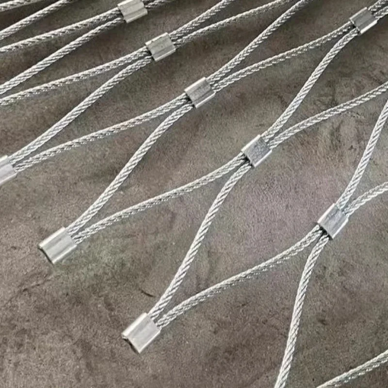 304 Stainless Steel Wire Rope Mesh Weaving Buckle Type School Anti Safety Fall Protection Grid Metal Plant Climbing Soft Net