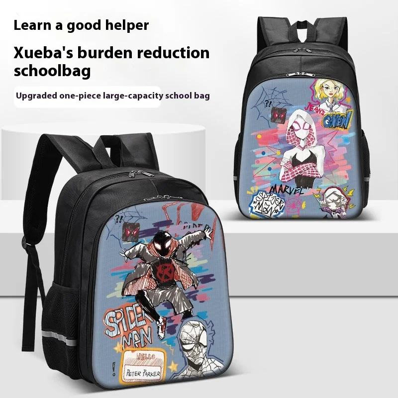 2024 New Marvel Spider Man Backpack For Primary And Secondary School Students Large Capacity Anime Cartoon Backpack Lunch Bag