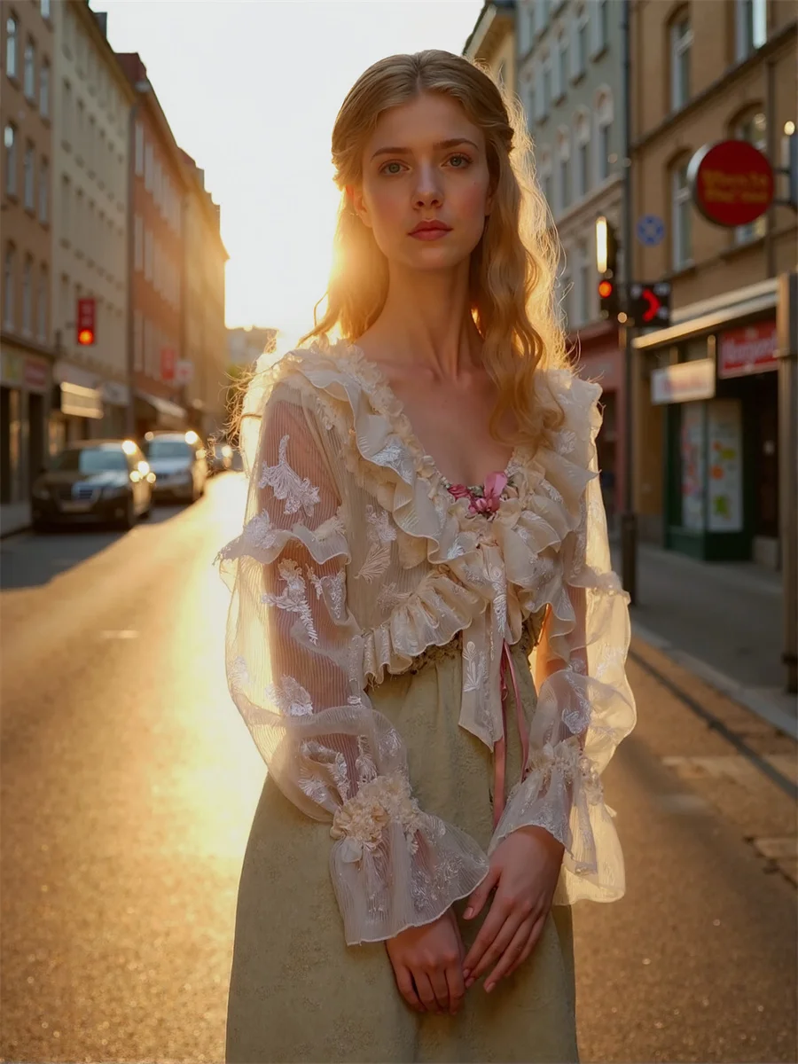 Kurtki damskie z marszczeniami, falbankami i bufiastymi rękawami, topy damskie na jesień, kontrastowe, w stylu kowbojskim, do pracy, oversize, w stylu brytyjskim, modne, pikowane.