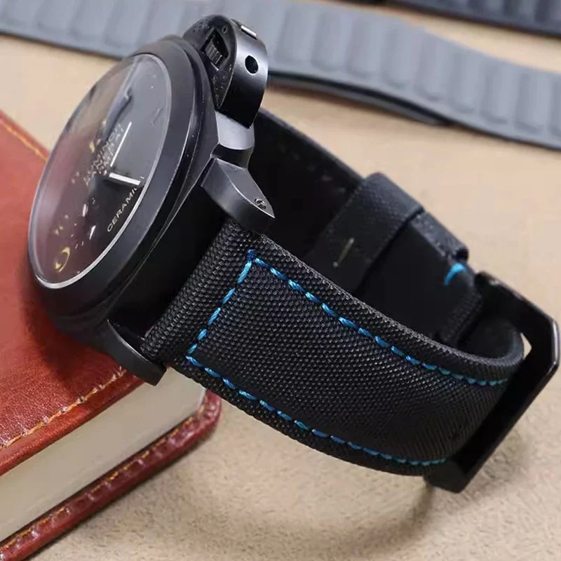 Nylon Watch Accessories Strap For Panerai PAM441/01661 wristband Leather Sport Blue Black Watchband Bracelet 22mm 24mm 26mm