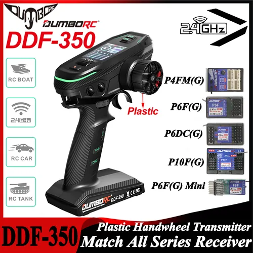 DUMBORC DDF-350 10CH 2.4GHz 送信機 HD スクリーンリモコン 4/6/10CH ジャイロ受信機 RC カータンクボートロボットモデルおもちゃ