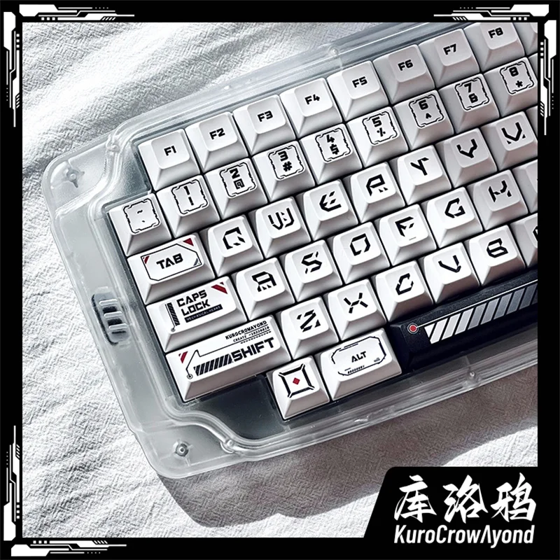 PBT Keycap KBT KWT Black White Technology 142 Keys/Set KCA Profile DIY Custom Desigh ISO Enter For Mechanical Keyboard