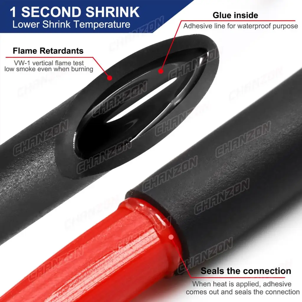 1.22M 2.5M 4:1 4 - 52mm Heat Shrink Tube With Glue Double Wall Adhesive Lined Wire Waterproof Marine Grade Heated Shrinking Wrap