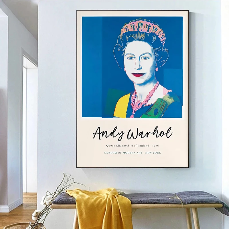 Queen Elizabeth Poster Andy Warhol Wall Art Canvas Painting Pictures Print Home Living Room Decor Unframed