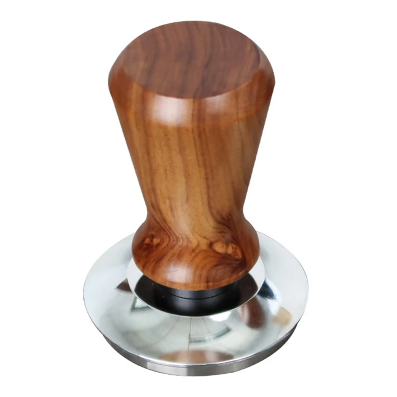 

53Mm Coffee Tamper Wooden Handle Barista Maker Grinder Handmade Coffee Powder Hammer Tamper Ripple Base