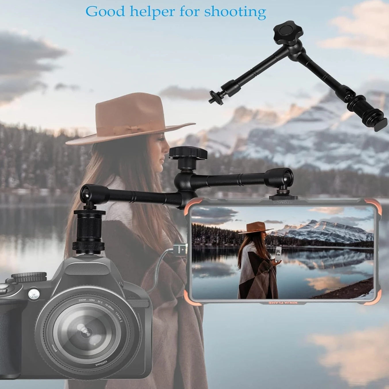 Magic Arm aus Metall, 27,9 cm, mit Super-Klemme für verschiedene Action-Kameras, DSLR-LCD-Monitore, LED-Leuchten, Handy-Zubehör – Detail 7