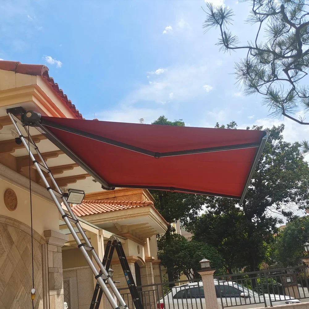 Aluminum Alloy Waterproof Awning Folding Arm Motorized Retractable Outdoor Patio Porch Sunshade Heavy Duty