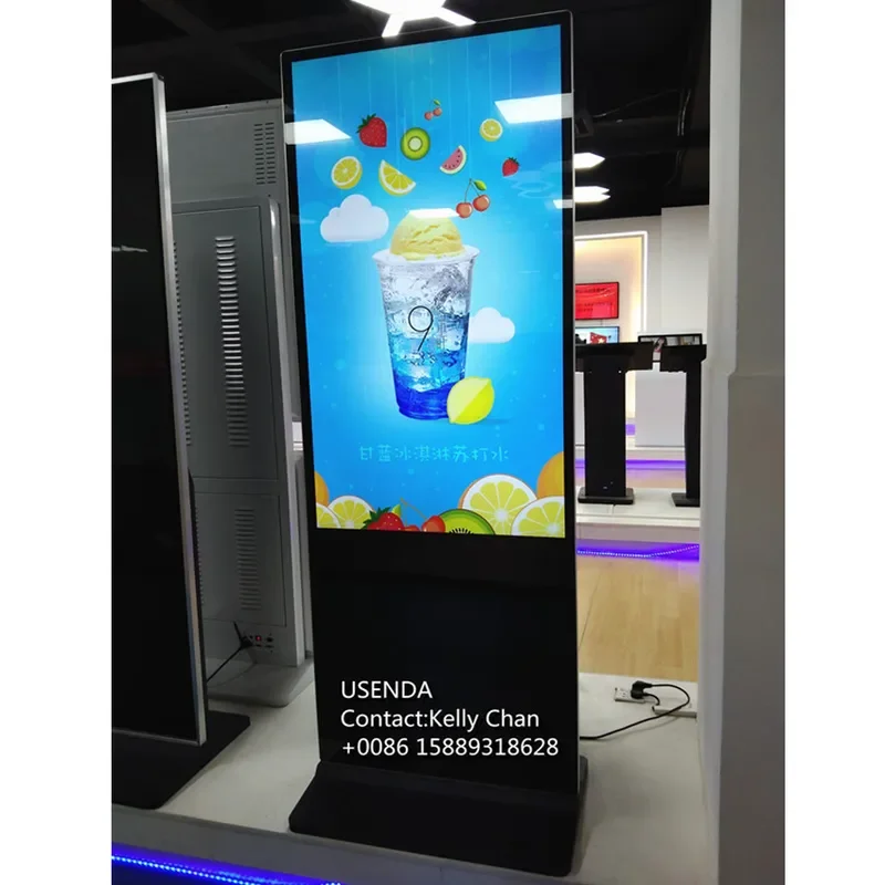 Controle Remoto Totem LCD Publicidade Painel, Display Player, Digital Signage, Quiosque de Informação, Android, Wi-Fi, CMS, 32, 43, 49, 55, 65 Polegada