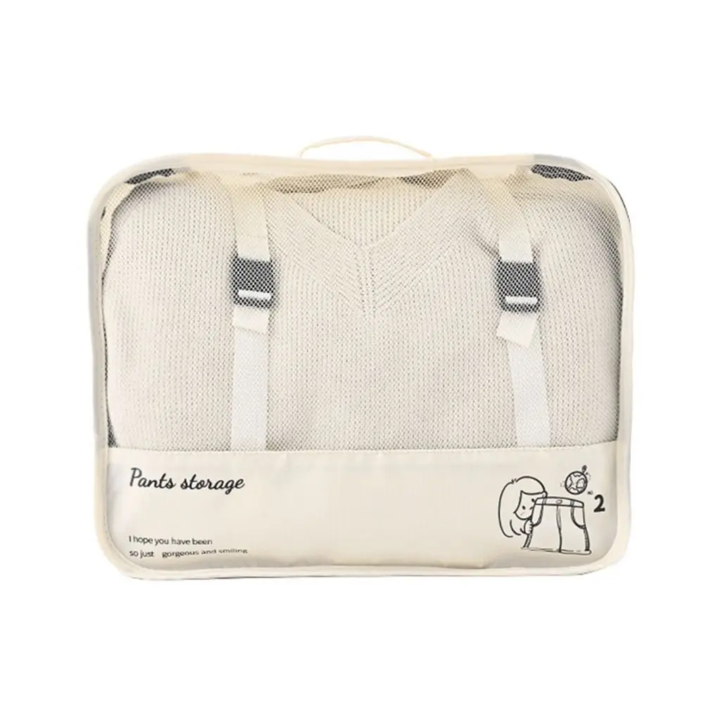 Bolsa de almacenamiento organizadora de viaje Beige, maleta de Dacron de varios tamaños, bolsa de subpaquete, bolsa de embalaje Visible plegable de alta capacidad