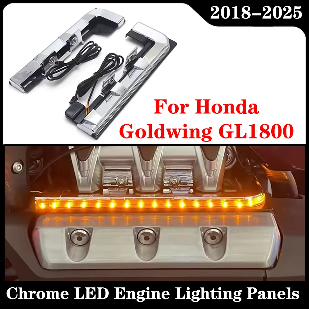 

For Honda Gold Wing Tour DCT Gold Wing Tour DCT Airbag 2018- Goldwing 1800 F6B Motorcycle Chrome LED Engine Lighting Panels