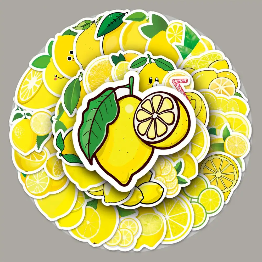 Tidak pudar 50 buah casing ponsel DIY yang sangat baik stiker Lemon stiker alat tulis perekat diri dapat digunakan kembali kehidupan sehari-hari
