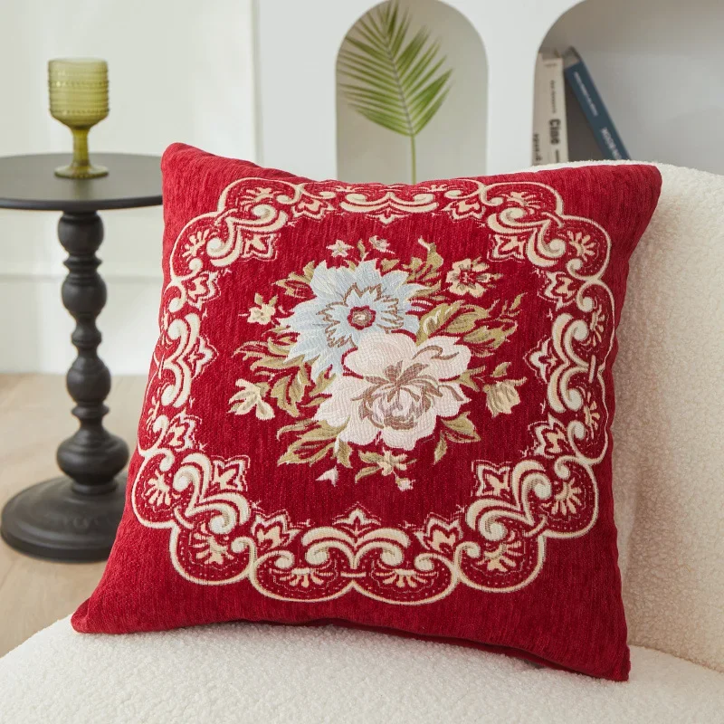 

Flower Embroidered Cushion Covers Throw Pillow Case European Style Office Home Decorative Pillowcase Cushion Cover Cogines