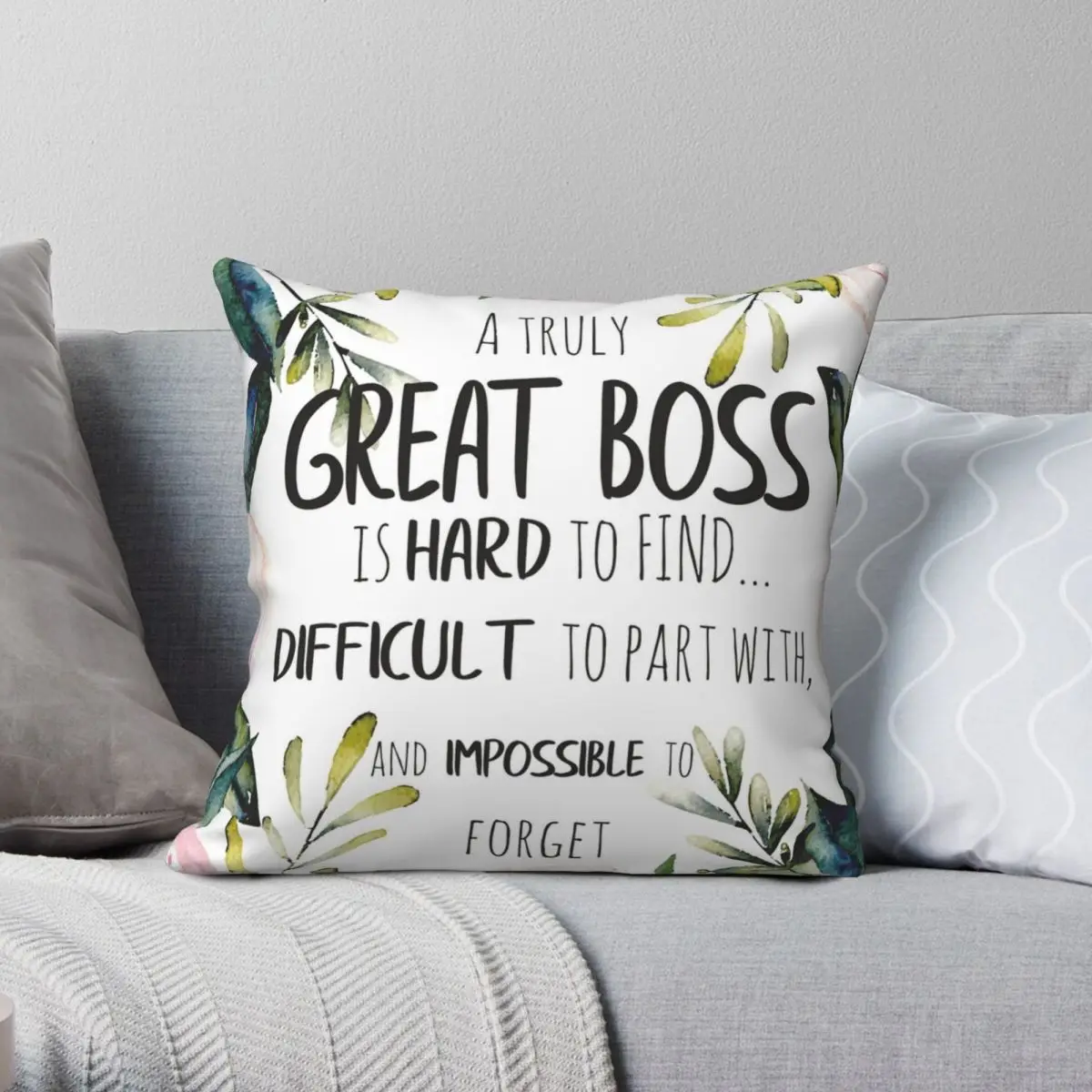 A Truly Great Boss Square Pillowcase Polyester Linen Velvet Printed Zip Decor Sofa Cushion Cover Wholesale 18