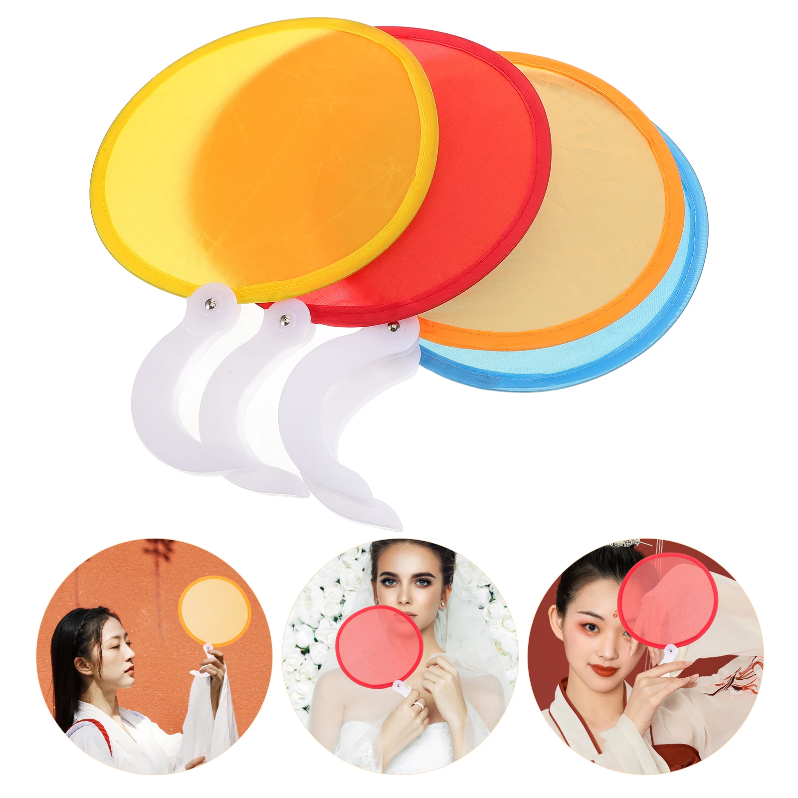 

4Pcs DIY Painting Blank Paper Fans Retro Handheld Fans for Family and Kids Creative Activities Performance Fan
