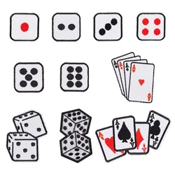 10 Style Dice Poker Ace Clothes Patch Iron on Embroidered Applique Roll of Dice Embroidered Applique Playing Card Gaming