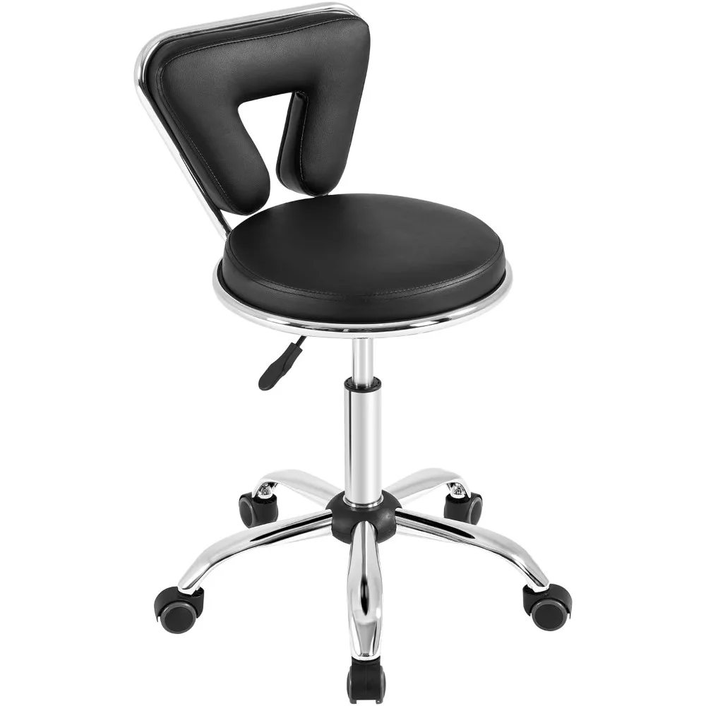

Yaheetech Rolling Swivel Salon Stool Chair Nail Chair Height Adjustable Home Spa Massage Manicure Facial Stool with Backrest and