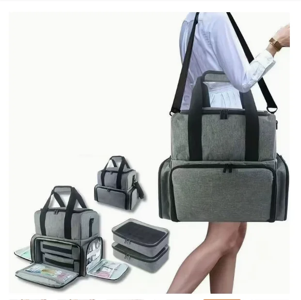 Large Capacity Cosmetic Tote Bag Makeup Storage Bag Women  Portable  Cosmetic Organizer Makeup Bag Expansion Bags Double-Layer