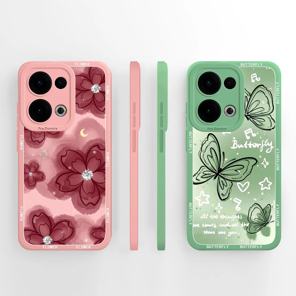 Case For Oppo Reno 13 Pro Reno13 5G Cute Flower Camera Protection Silicone Back Cover For Oppo Reno13 Pro Reno 13Pro Funda Capa