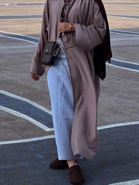 Ramadan Eid Muslim Women Modest Arab Open Abaya Long Dress Jalabiya Lace Up Cardigan Robe Morocco Dubai Abayas Kaftan Vestidos