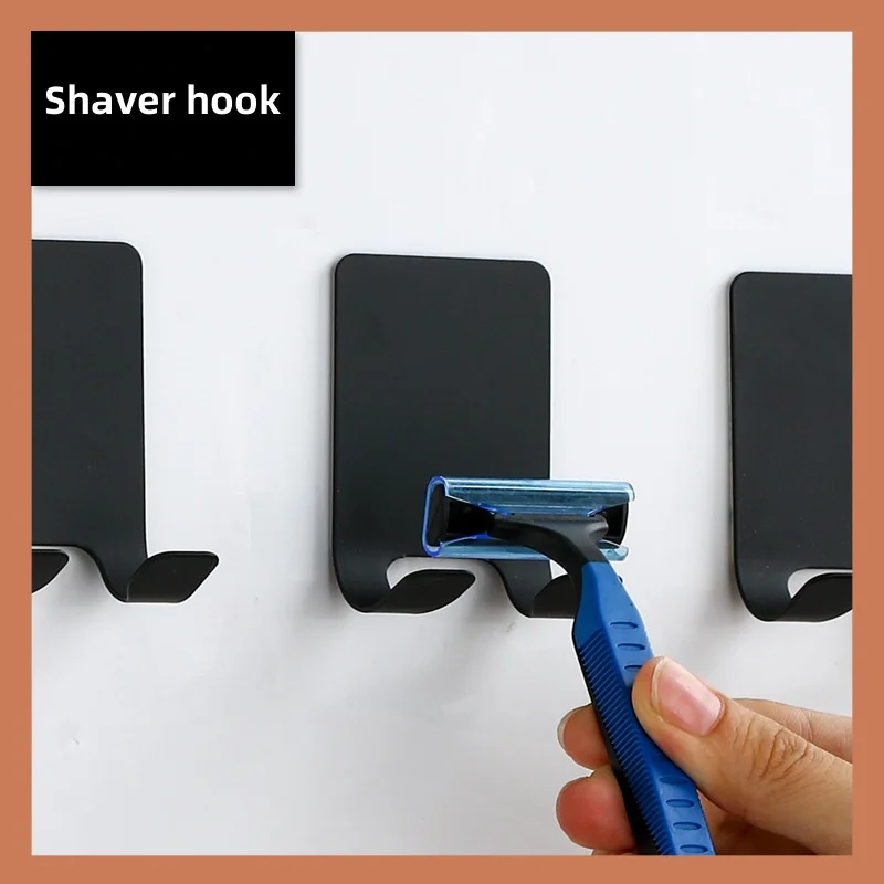 Stainless Steel Shaver Adhesive Hook Non Punching And Scratching Knife Sorting Rack Bathroom Storage Plug Hook 4PCS/Set