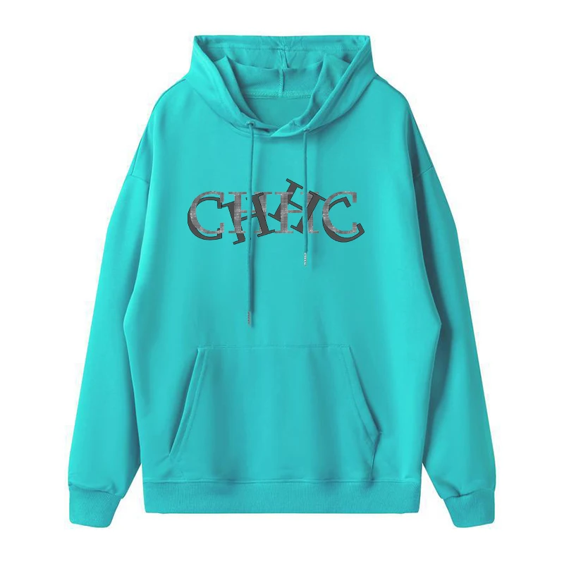 CH marca impresa mujer otoño Sudadera con capucha gamuza moda Color sólido 2025 invierno hombres mujeres Casual bolsillo deportes Sudadera con capucha
