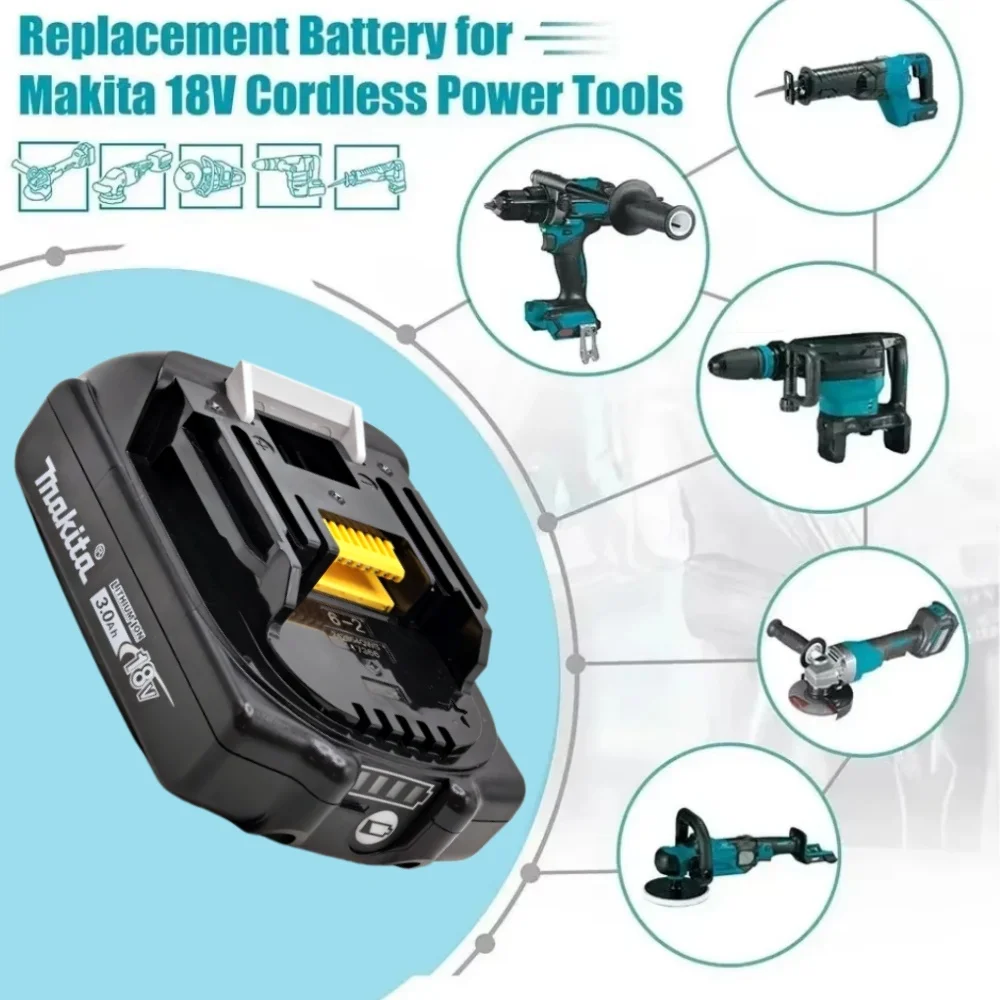 Lithium-ion Makita Original 18V 3.0Ah Rechargeable Power Tool Battery Charger and DGA404 DTD173 TWO04G DTW700 High-Quality - view 6