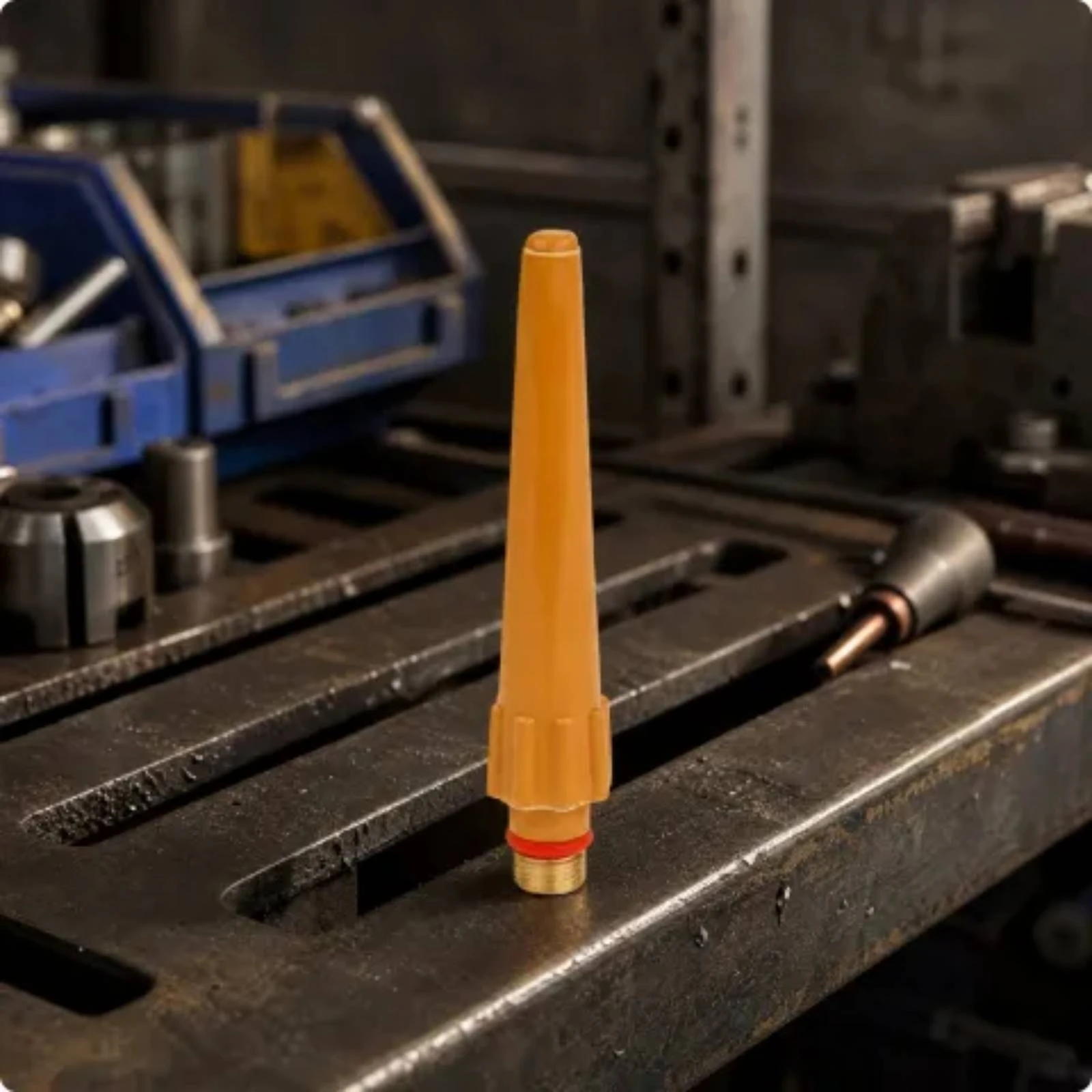 TIG Welding Torch Rear End Fitting Long Tail Cap with Threaded Connector and Red Seal for Secure Installation