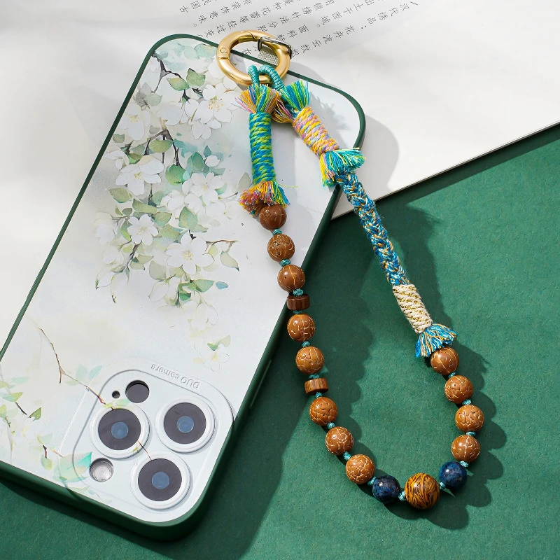 

Chinese Style Handmade Woven Rope, Sandalwood Bead, Women's Classical Mobile Phone Anti-theft Rope