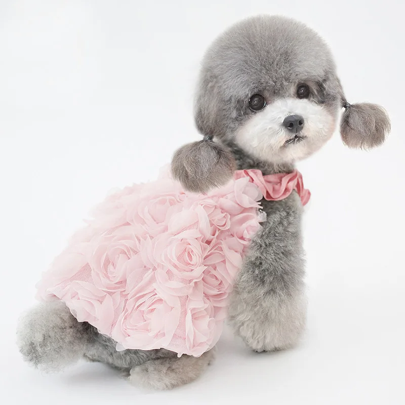 

Luxury Dog Princess Wedding Dress Rose Slip Dress for Pomeranian Yorkshire Puppy Skirt Spring Summer Clothes Apparel 2 Colour