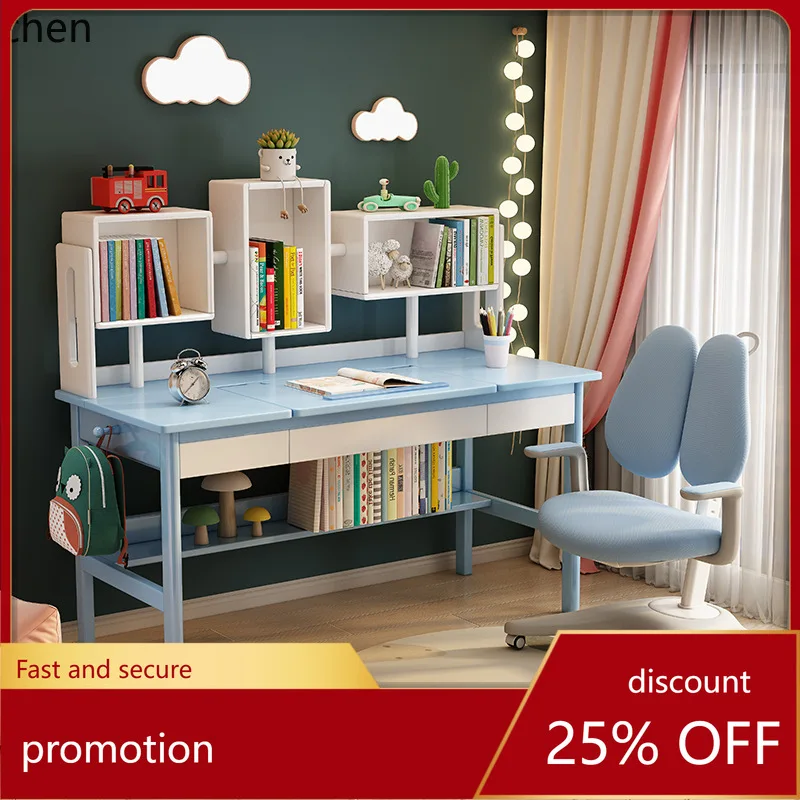 

Hxl desk and bookshelf all-in-one writing study table and chair suit computer desk