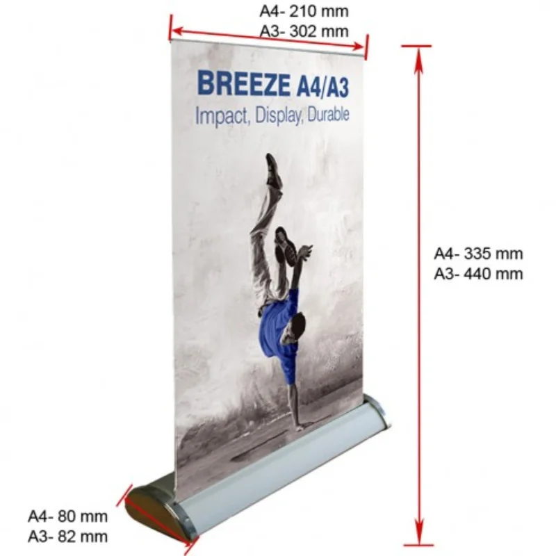 DD Mini Size A4 A3 Roll Up Banner Stand Aluminum Custom Printed Advertising Display Poster Desktop Placement