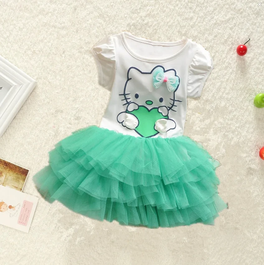 Abbigliamento per bambini Sanrio hellobyke Dress Cute Baby Girls maniche corte Mesh TuTu Princess Dresses Kid Birthday Party Vestidos