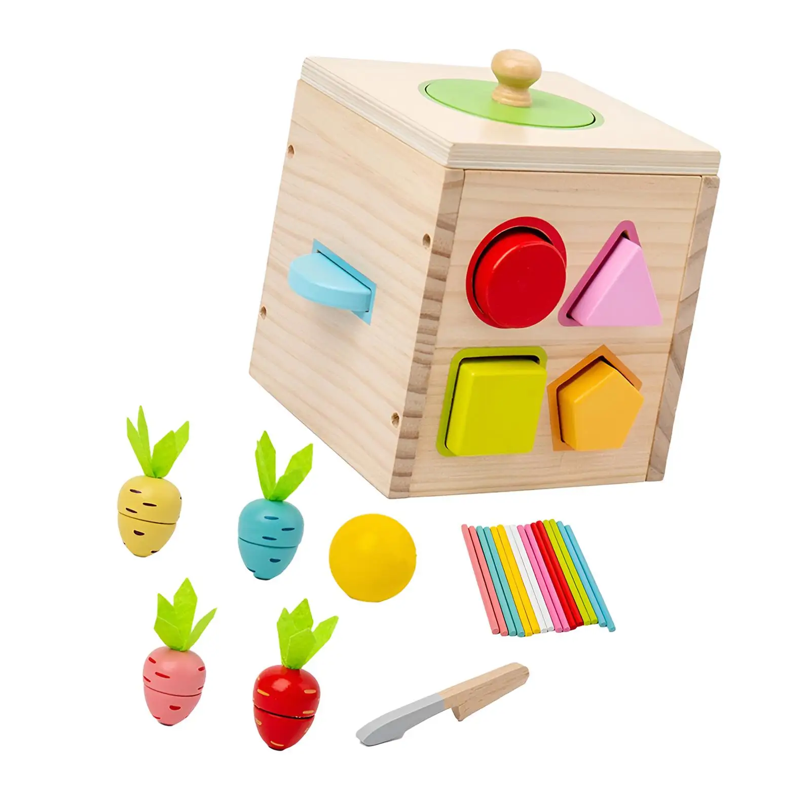 Wooden Activity Center Baby Activity Cube, Montessori Educational Montessori Shape Blocks for Sensory Exploration Activity