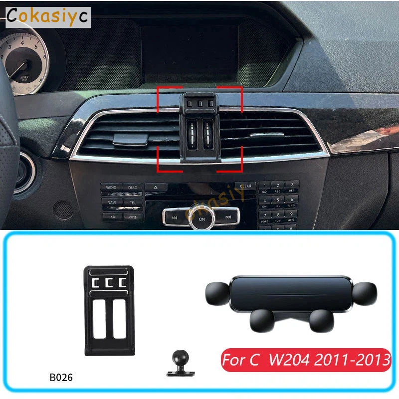 Car Phone Holder For Mercedes Benz C W204 2011-2013 Gravity Stand Mount Support Horizontal GPS Mobile Bracket Accessories With B