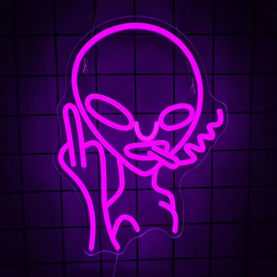 Enseigne au néon extraterrestre pour décoration murale, panneaux lumineux au néon LED pour Bar à bière, grotte d'homme, chambre à coucher, fête Hip Hop, salle de jeux, Bar à bière, Pub, cadeau