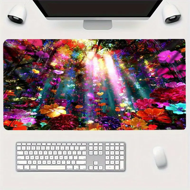 Brand Iron Art Mouse Pad Large Floral Pattern Non-Slip Soft Computer Keyboard Mat Dreamy Background Creative Desk Workspace